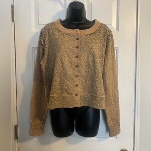 NWOT Faded Leopard Print Button-Up Cardigan